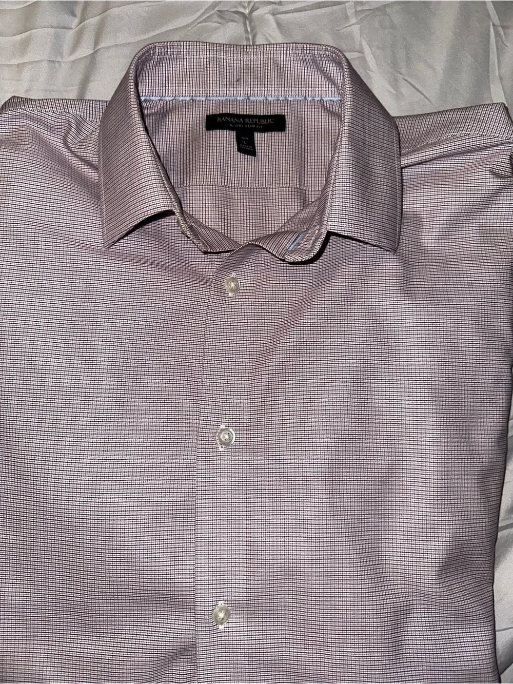 Banana Republic Men's Light Pink Micro-Check Dress Shirt